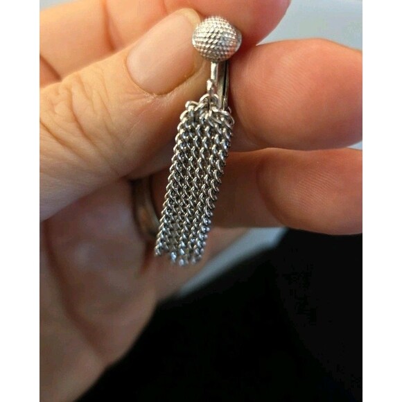 Vintage Clip On Emmons Silvertone Waterfall Earrings, Unique & Rare, Circa 1970 - Picture 3 of 8